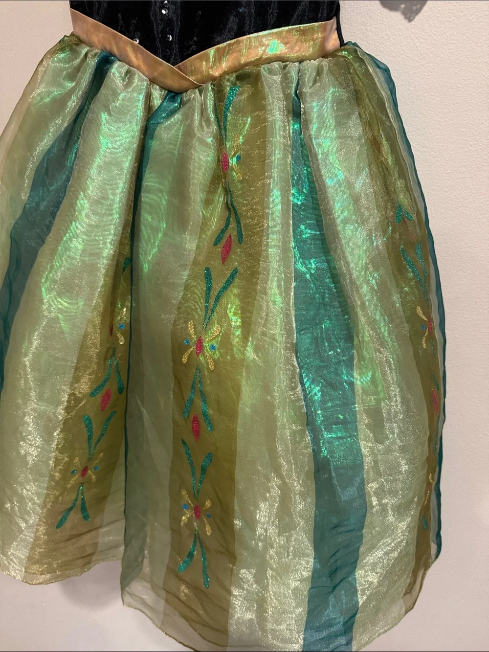 Disney Frozen Anna Teal Green and Gold Princess Dress Costume Halloween 🎃